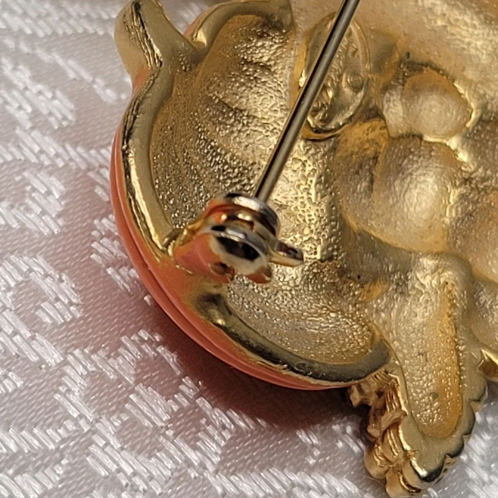 VTG Gold‎ Tone Cornucopia Brooch Danecraft Festive Fall Harvest Thanksgiving - Picture 3 of 8